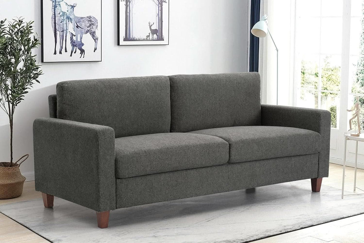 Miles 2 Piece Couch And Loveseat Set With Reversible Pillows Grey