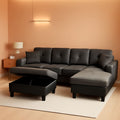 Taupe 105 Inch L Shaped Sectional Sofa With Storage Ottoman