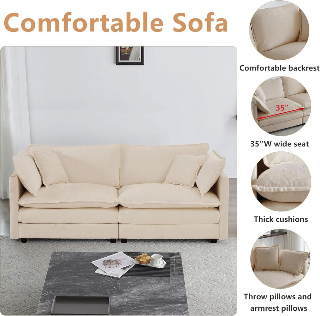 Light Coffee Chenille 2 Piece Loveseat Couch And Armchair