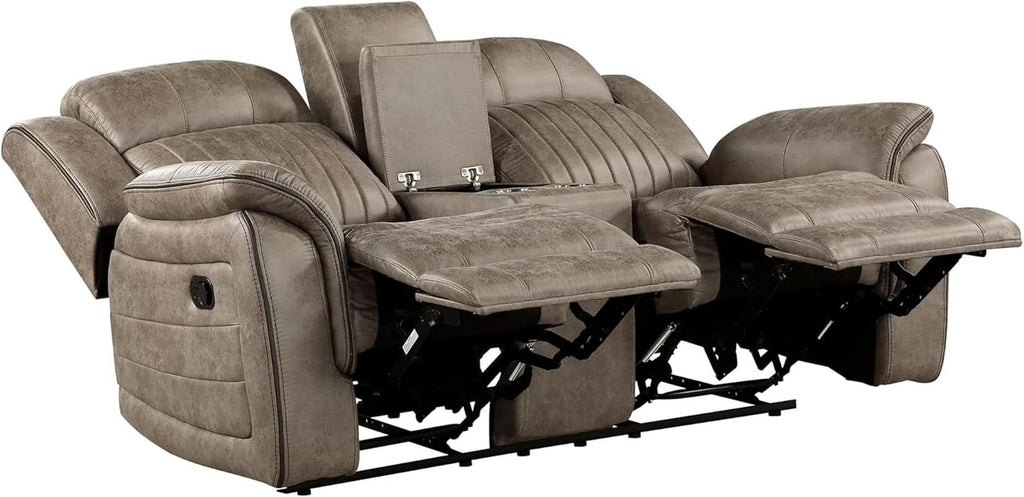 Sandy Brown Microfiber 3 Piece Reclining Living Room Set
