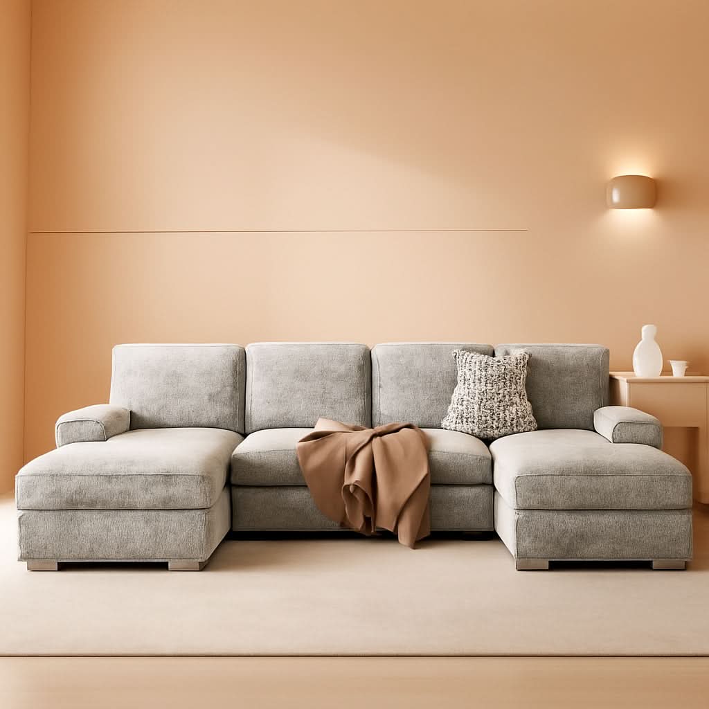 2 Piece Fabric Sectional Sofa With Reversible Chaise