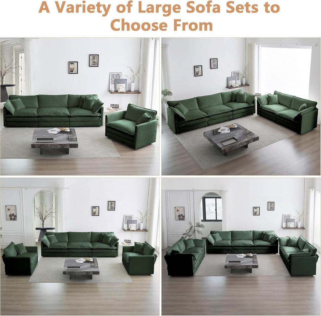 3 Piece Evergreen Sofa Set Chenille Modular For Living Room