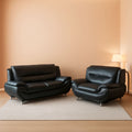 Black Faux Leather Sofa Loveseat 2 Piece Living Room Set