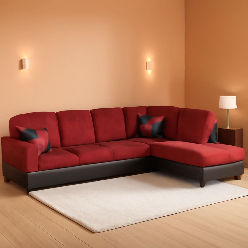 2 Piece Sectional Sofa Set L Shape Microfiber With Chaise Red Right Hand Facing Living Room