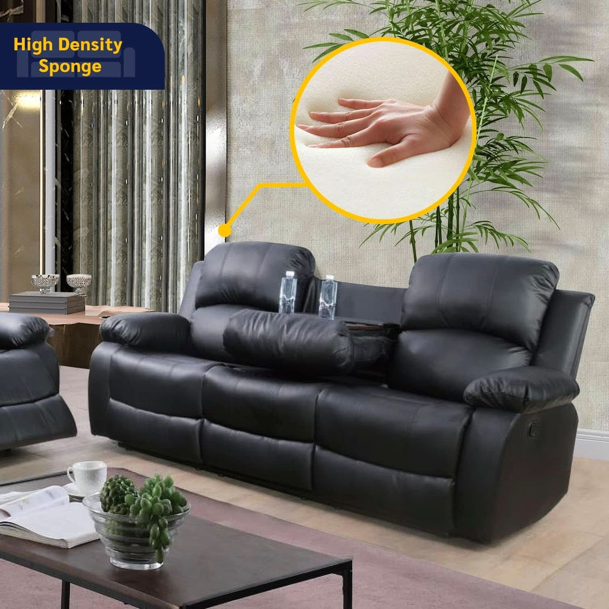 Beverly Fine 3 Piece Recliner Living Room Set Faux Leather
