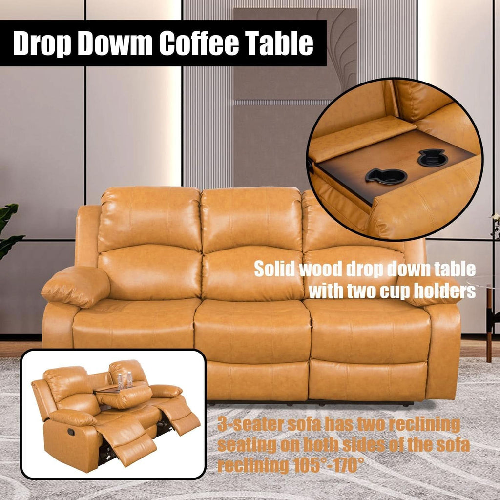Ginger Faux Leather Reclining Sofa and Loveseat Set