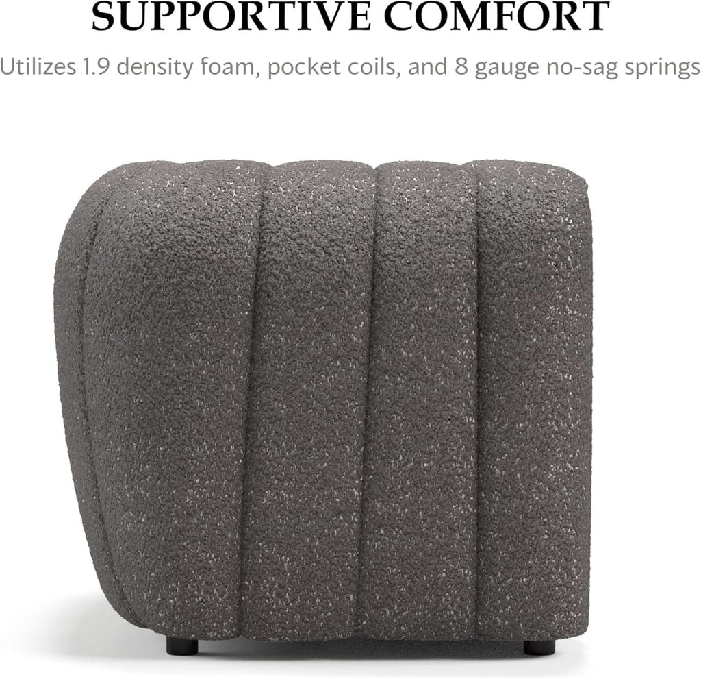 Charcoal Gray Vertical Channel Tufted 3 Piece Sofa Set