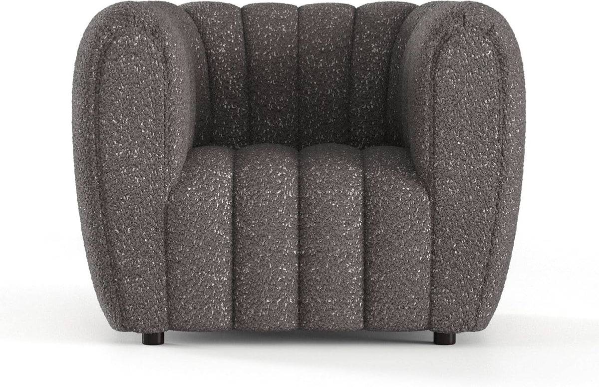 Charcoal Gray Vertical Channel Tufted 3 Piece Sofa Set