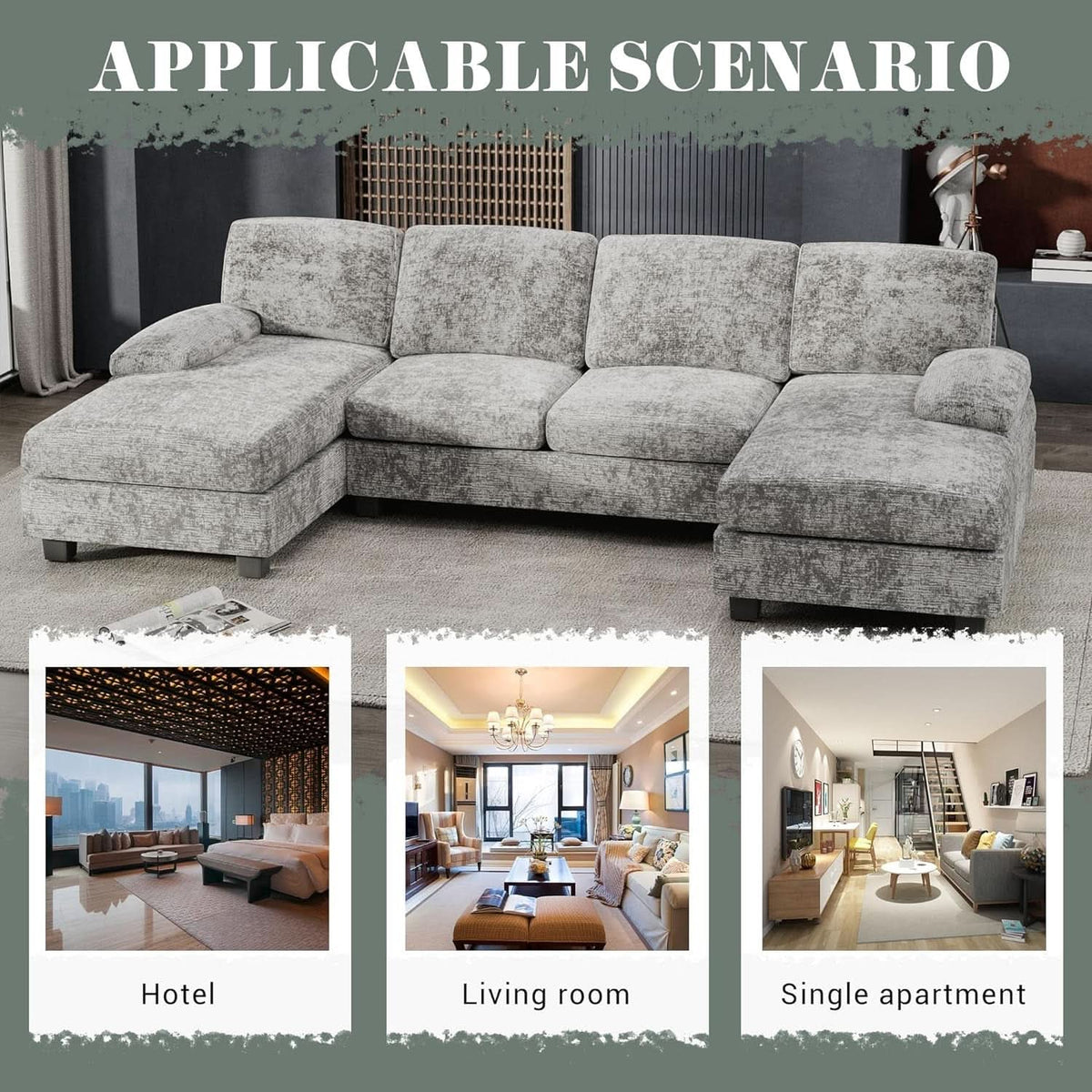 2 Piece Fabric Sectional Sofa With Reversible Chaise