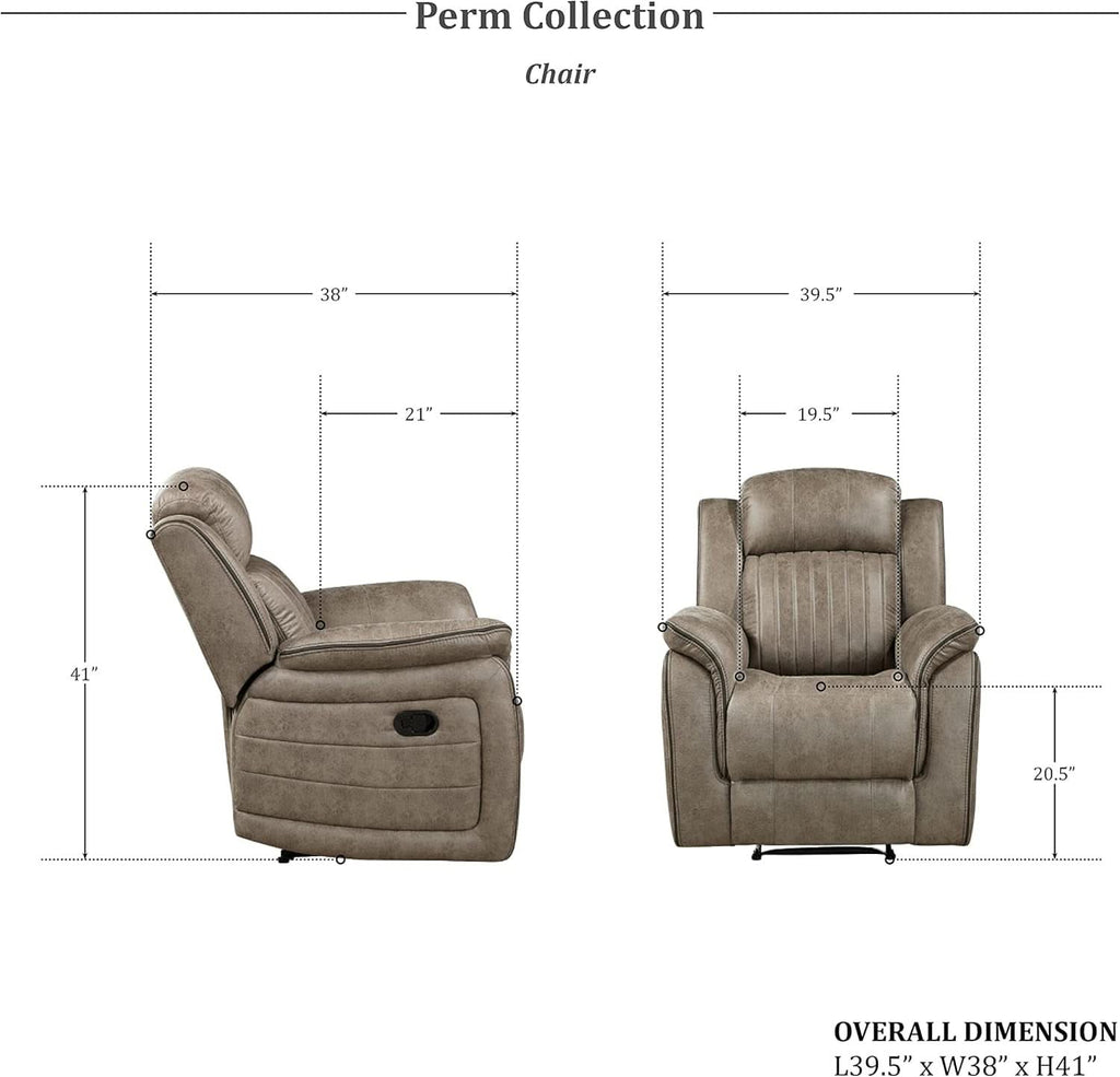 Sandy Brown Microfiber 3 Piece Reclining Living Room Set