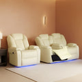 White Leather Power Reclining Sofa Set for Living Room
