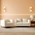 Two Piece Living Room Sofa Set White Teddy Boucle With Loveseat And Three Seater Deep Seat Cushioned Upholstered Sofa