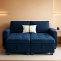 Velvet Modular Sectional Sofa With Storage Sleeper Blue