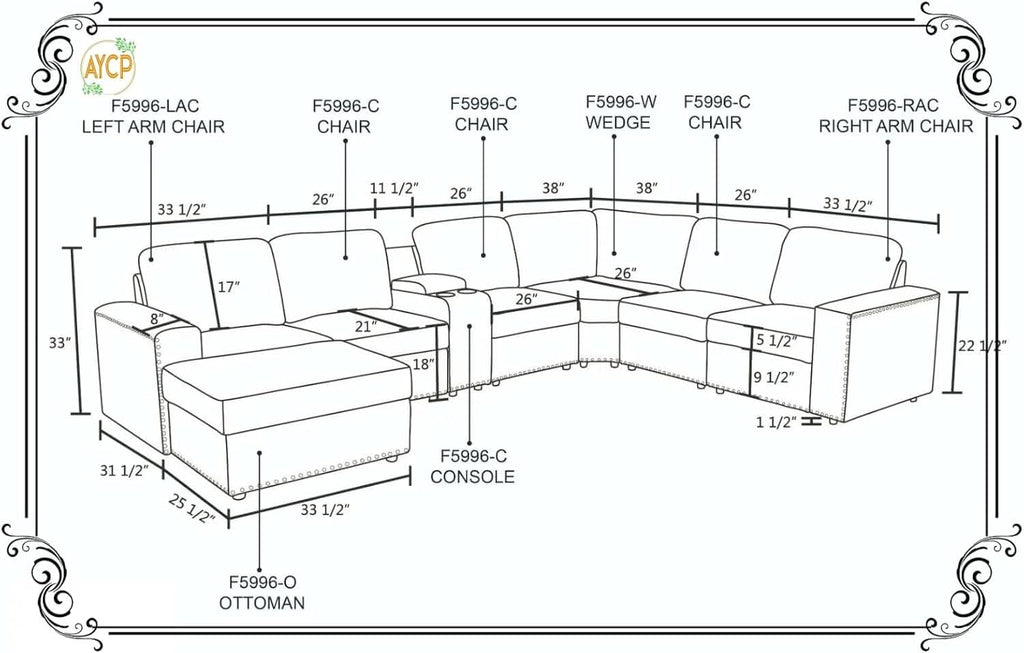 Flannel Modular Sectional Sofa With USB Ports Grey