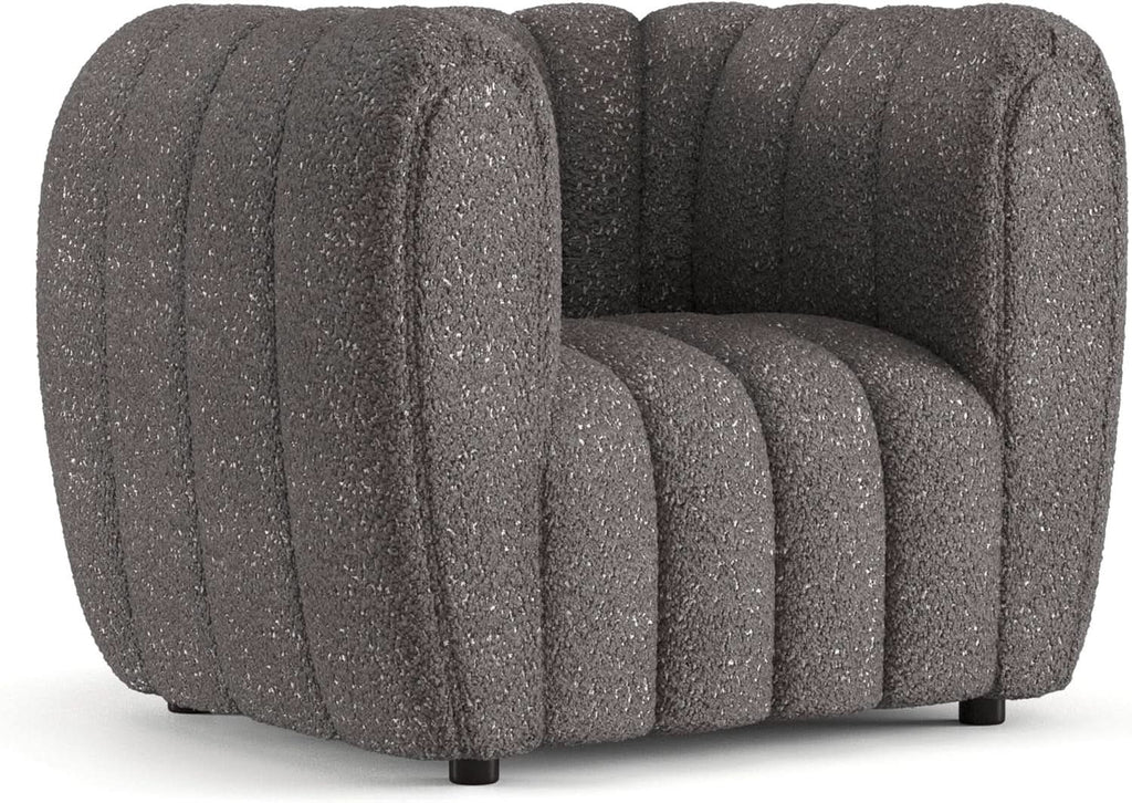 Charcoal Gray Vertical Channel Tufted 3 Piece Sofa Set