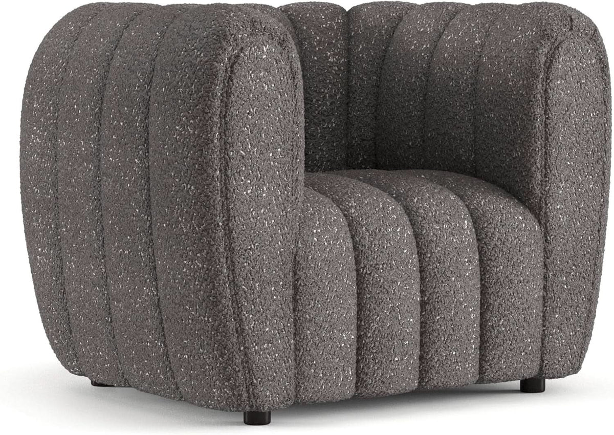 Charcoal Gray Vertical Channel Tufted 3 Piece Sofa Set
