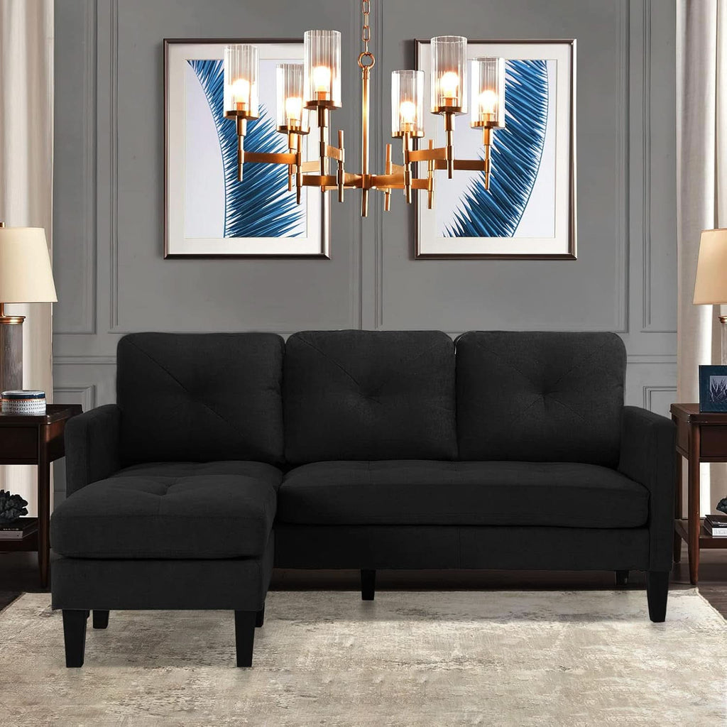 Adjustable L Shaped Sofa With Storage In Black Nordic Style