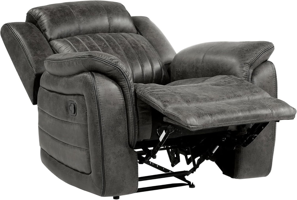 3 Piece Recliner Living Room Set In Brownish Gray Microfiber