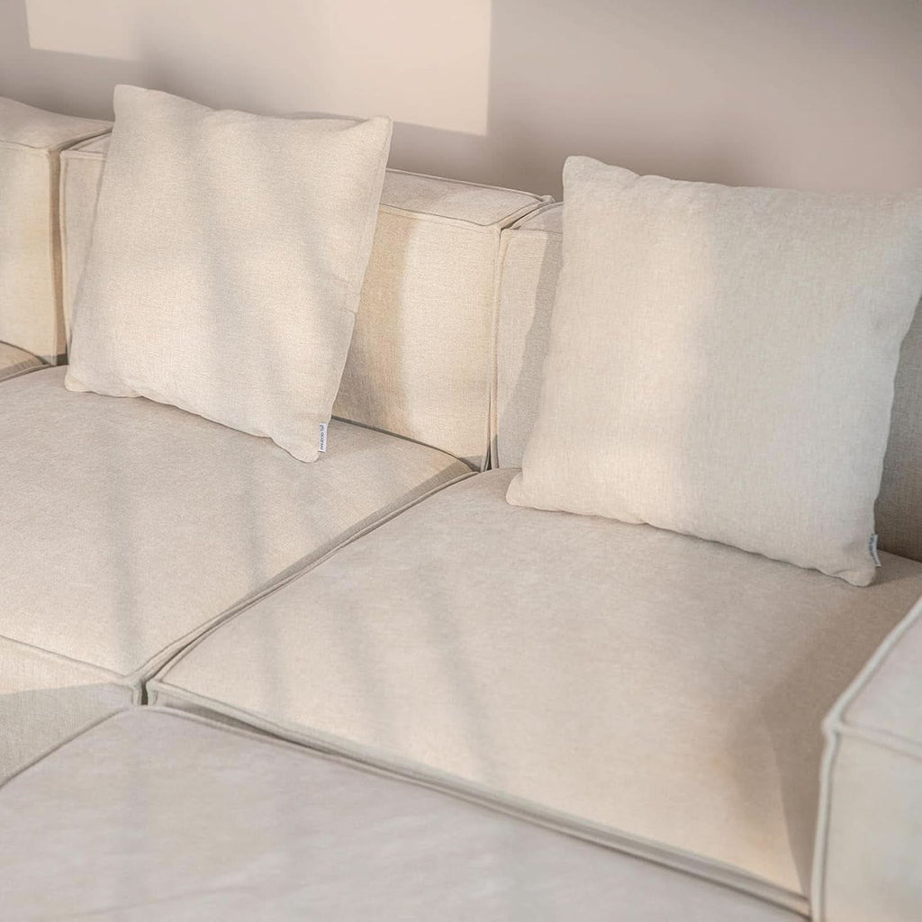 Modular Sectional Sofa Set Linen Cream With Ottoman And Chaise