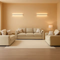 3 Piece Corduroy Sofa Set Camel 3 Seater And 2 Loveseats