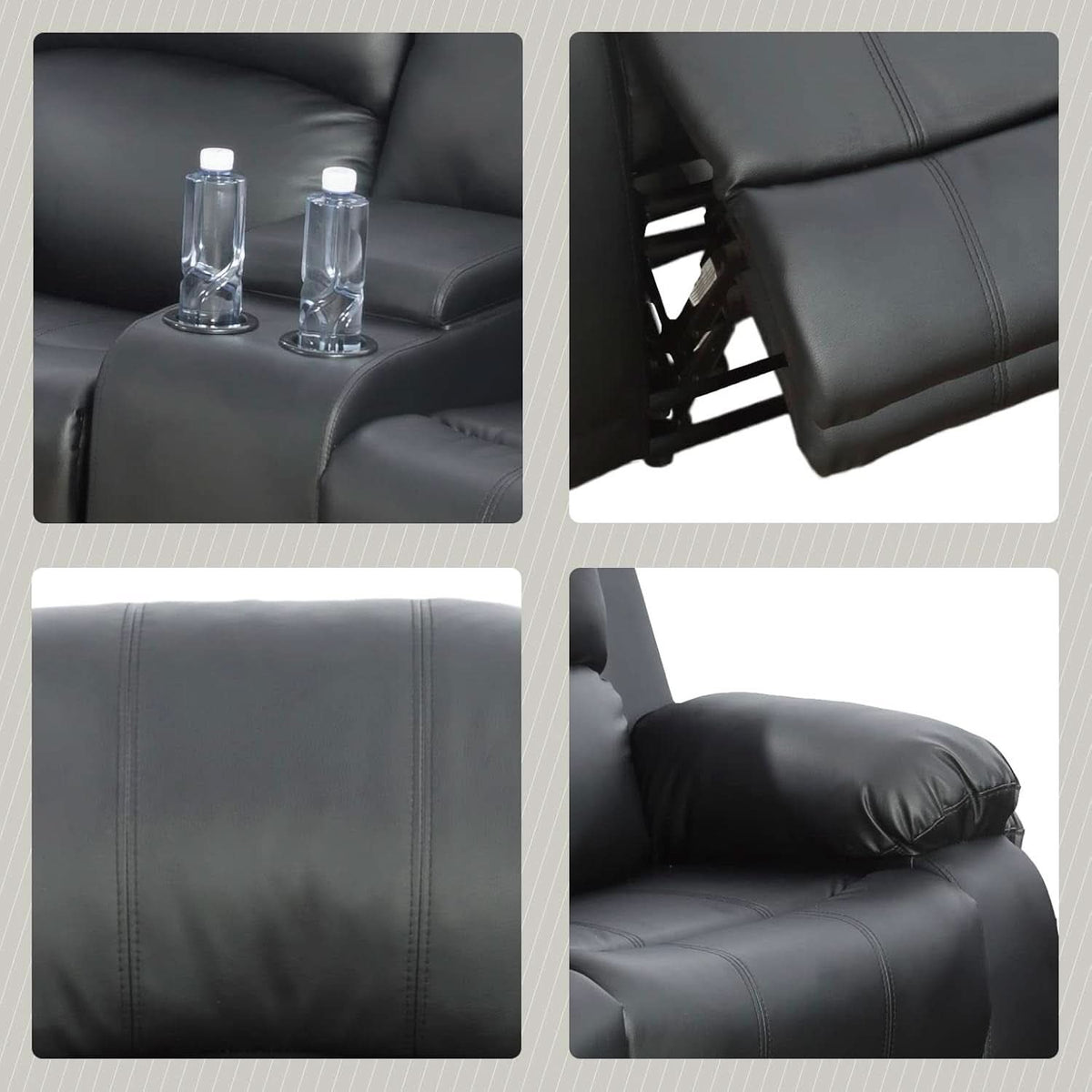Beverly Fine 3 Piece Recliner Living Room Set Faux Leather