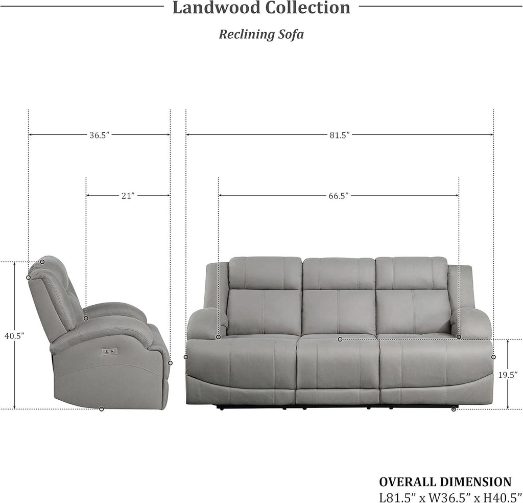 Landwood 3 Piece Power Reclining Living Room Set Gray