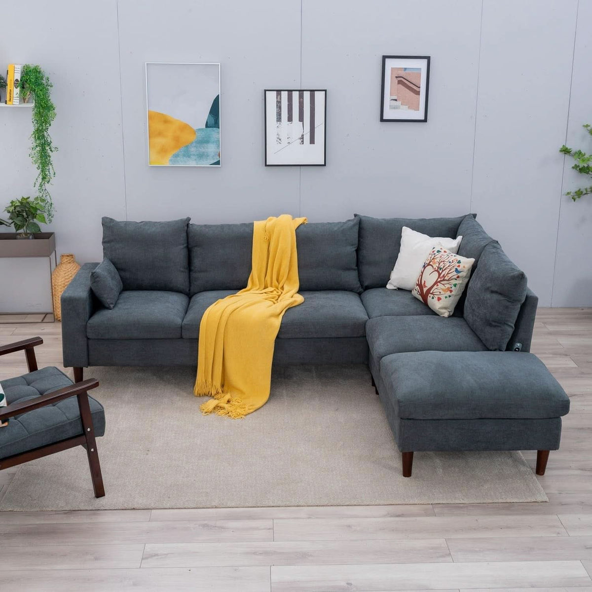 Sectional Sofa Grey Left Facing Chaise Living Room