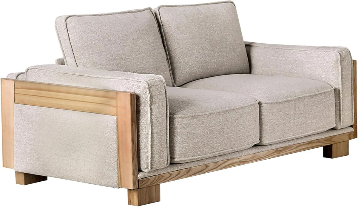Oran Modern Sofa Set With Track Arms Light Brown Living Room