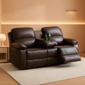 Leather Recliner Sofa Set Brown 3 Seater And Loveseat