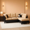2 Piece L Shaped Sectional Sofa Set Beige Microfiber Right Hand Facing Ideal For Living Room