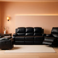 Bonded Leather Reclining Glider Sofa Set Black 3 Piece