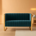 57 Inch Teal Velvet Loveseat For Living Room High Density Foam