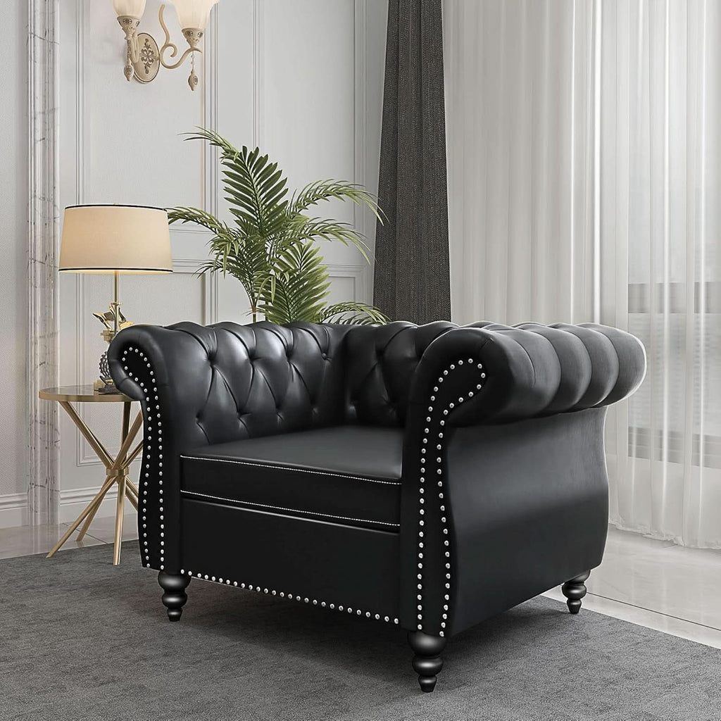3 Piece Living Room Sectional Sofa Set Black Modern
