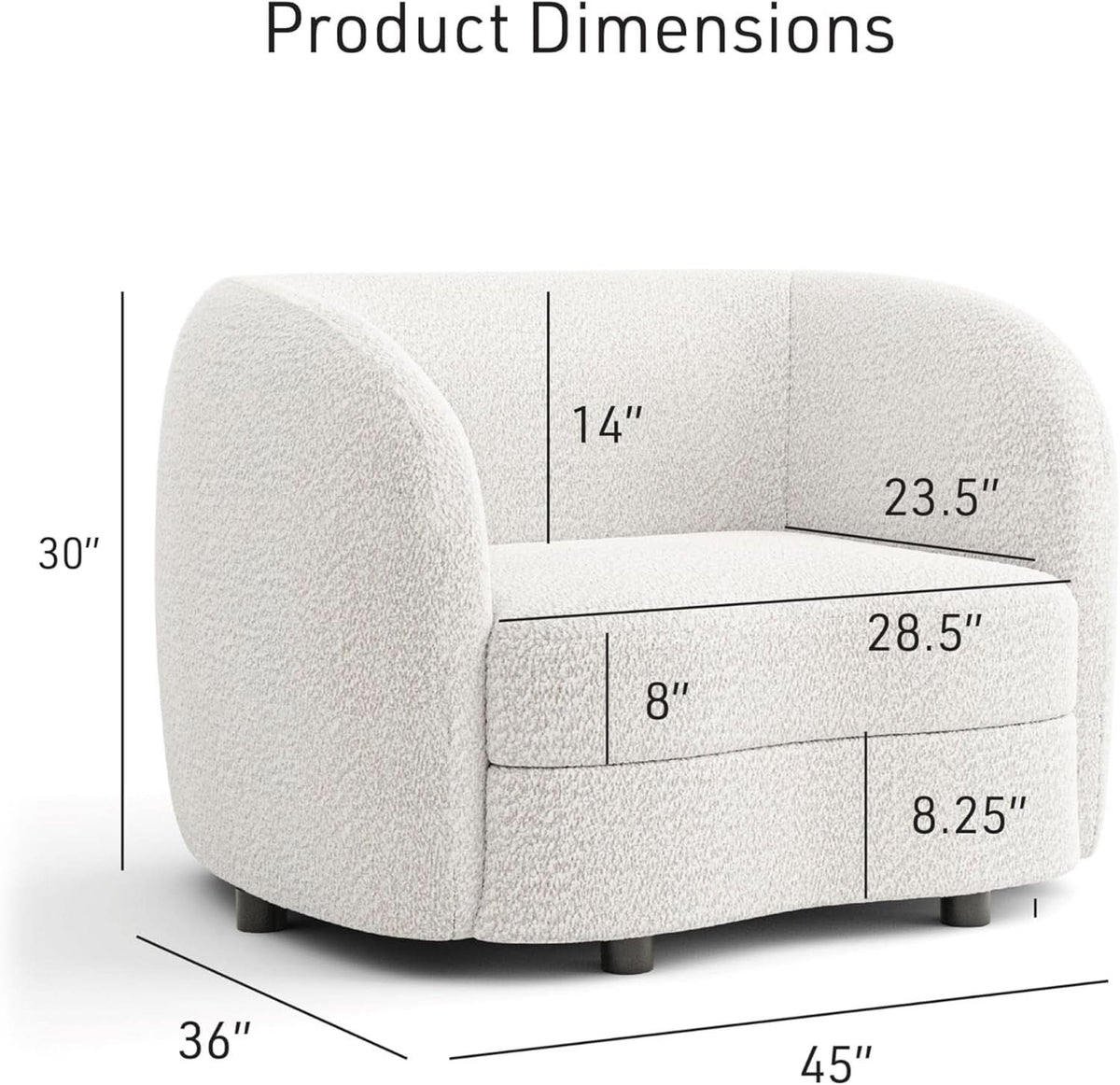 Nimiane Boucle 3 Piece Sofa Set Off White Modern Collection