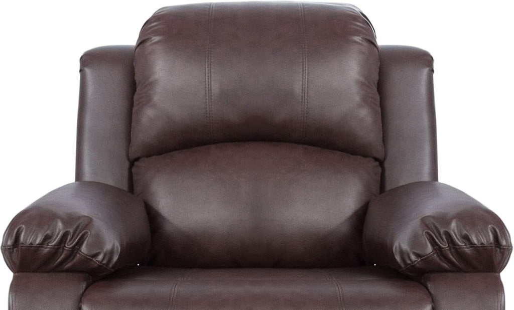 Brown Bonded Leather Manual Reclining Living Room Sofa Set