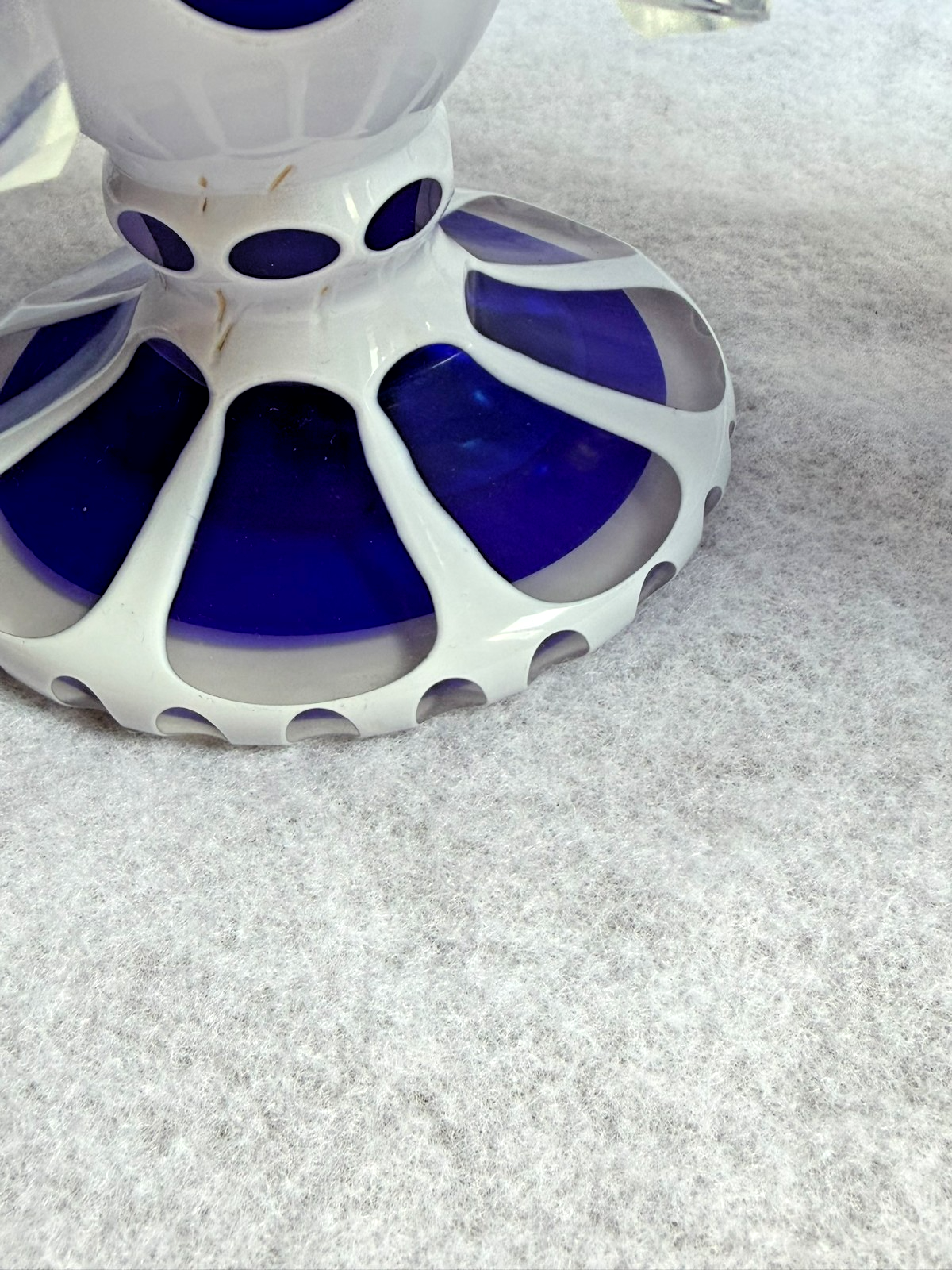 Antique Pair Bohemian Cobalt Blue White Overlay Mantel Lustres Crystal Prisms