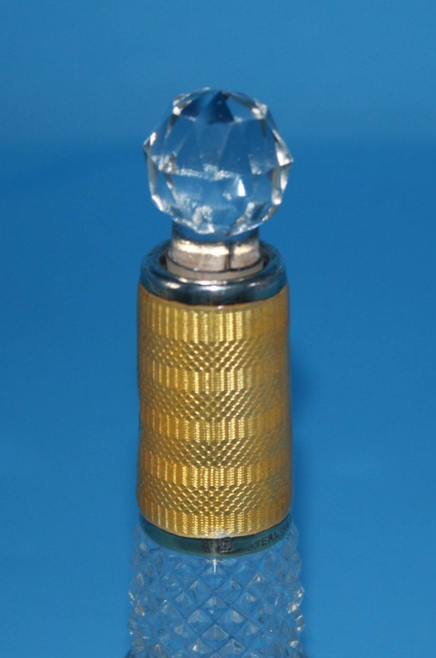 Antique Henry Perkins & Sons Sterling Guilloche Enamel Cut Glass Perfume Bottle