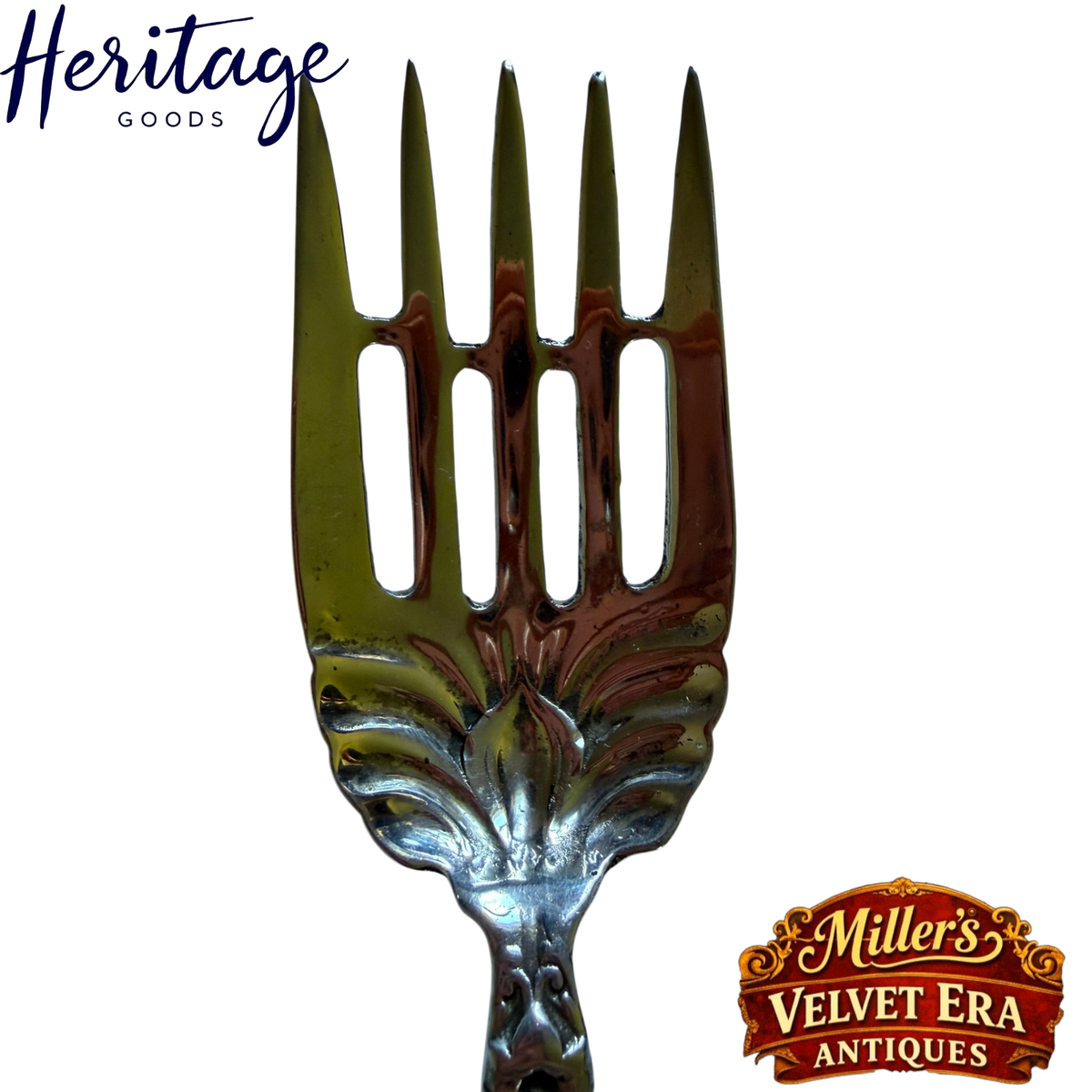 Lily by Whiting Sterling Silver Large Serving Fork w/ bar 9" No Monogram 123 gr