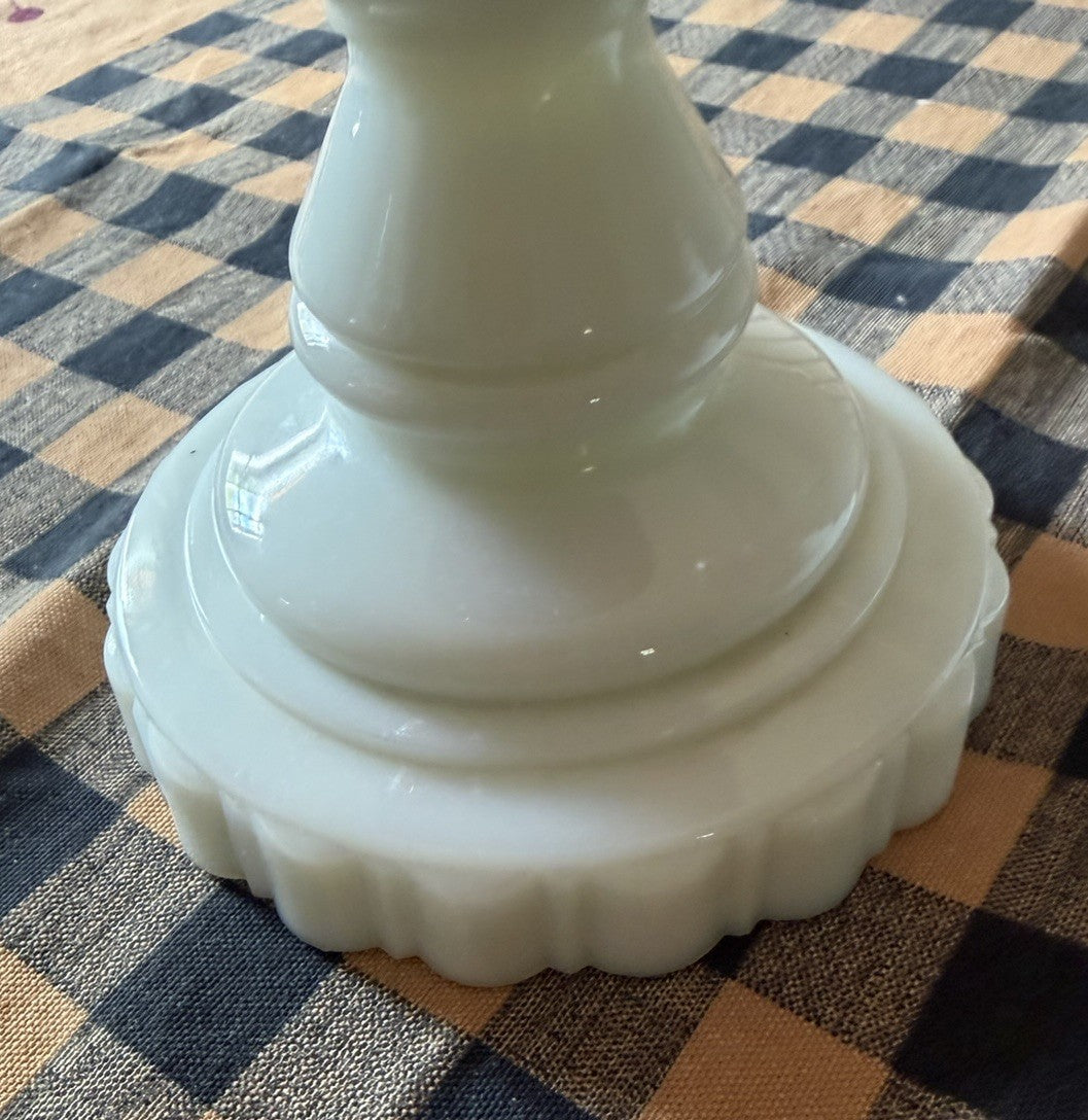 Pair L.G. Wright Fenton Cranberry Opalescent Honeycomb Oil Lamps Milk Glass