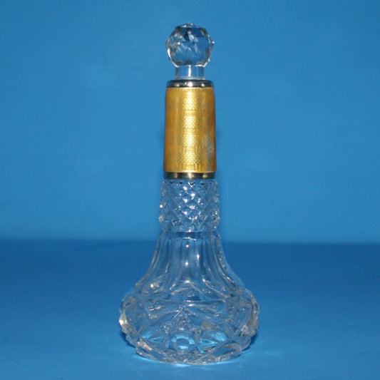Antique Henry Perkins & Sons Sterling Guilloche Enamel Cut Glass Perfume Bottle