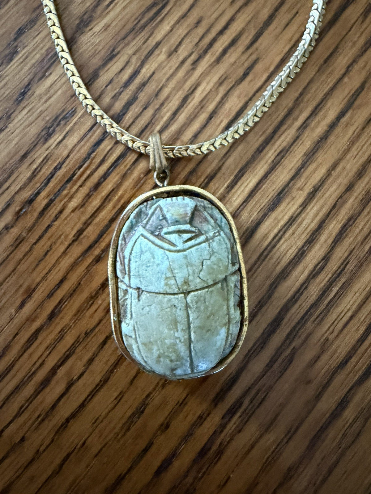 Vintage MIRIAM HASKELL Egyptian Revival Scarab Bettle Pendant 16" Necklace