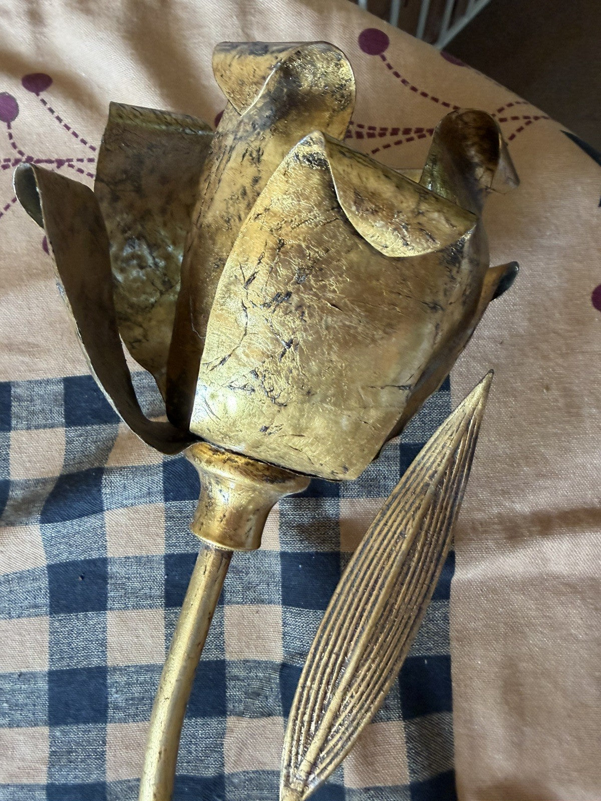 Rare  Hans Kogl Gold Leaf and Tulips Wall Sconce 1970's Hollywood Regency