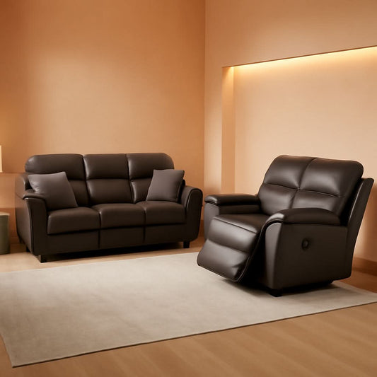 Lerona Dark Gray Faux Leather 2 Piece Recliner Sofa Set