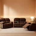 Manual Recliner Sofa Set In Brown Microfiber 3 Piece