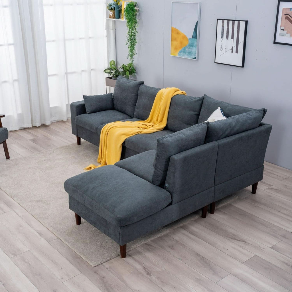 Sectional Sofa Grey Left Facing Chaise Living Room