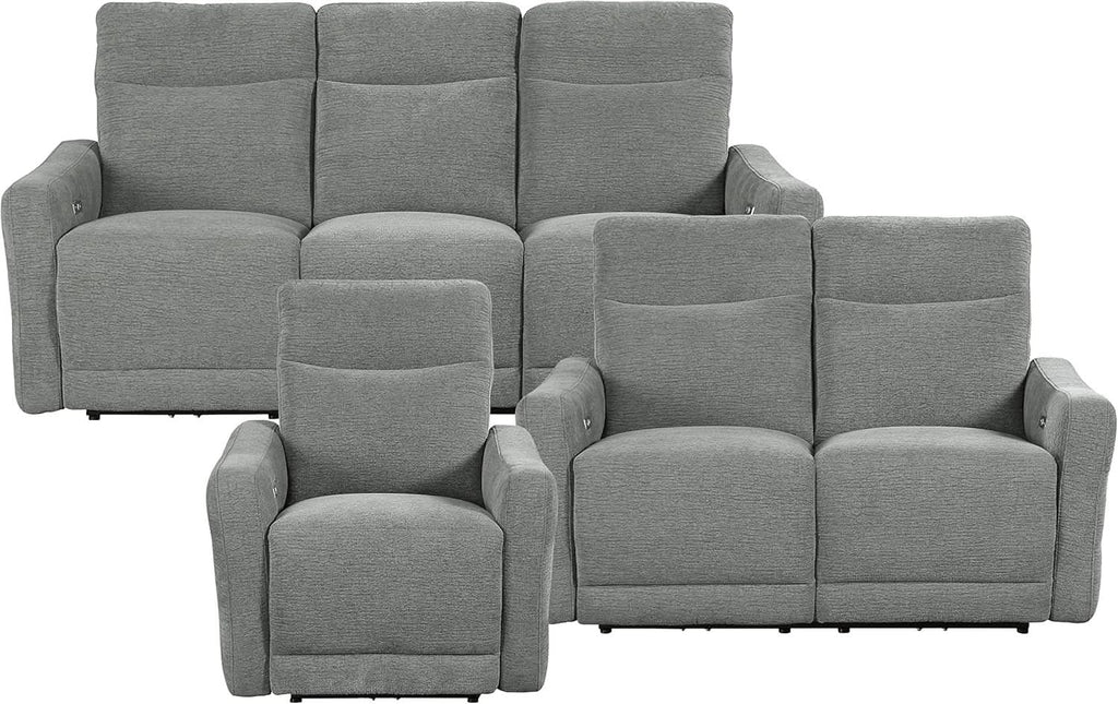 Rainwood Wallhugger Power Reclining 3 Piece Dove Gray