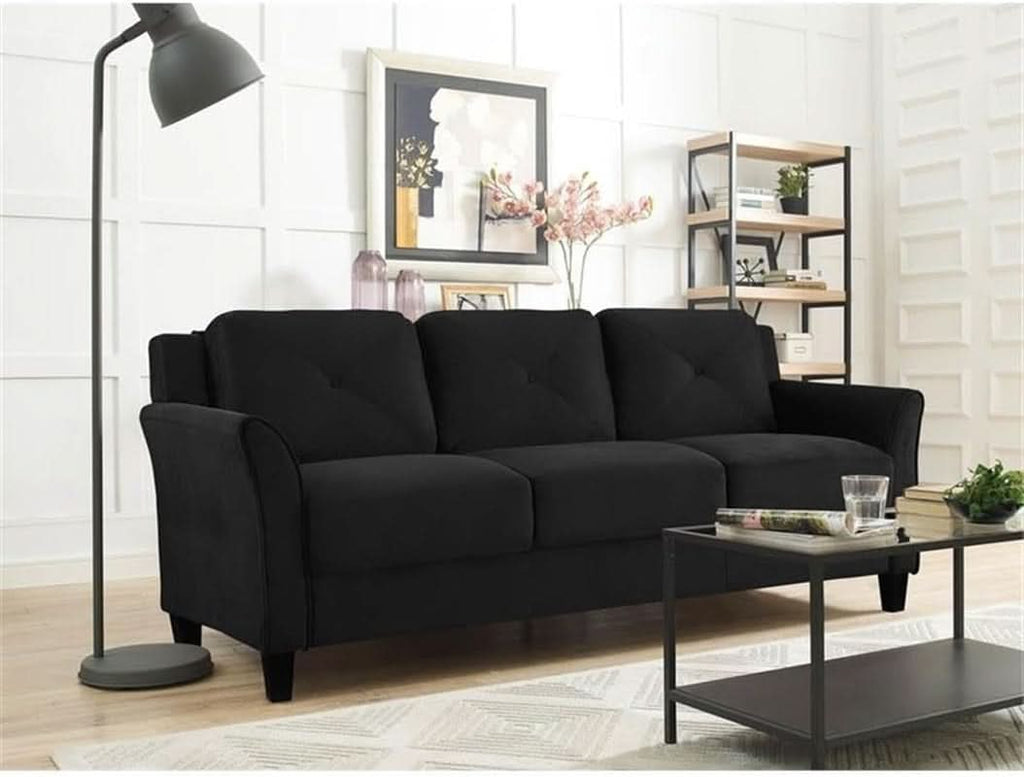 Two Piece Polyester Microfiber Upholstered Sofa Set With 78 Inch Wide Sofa And 56 Inch Wide Loveseat In Black