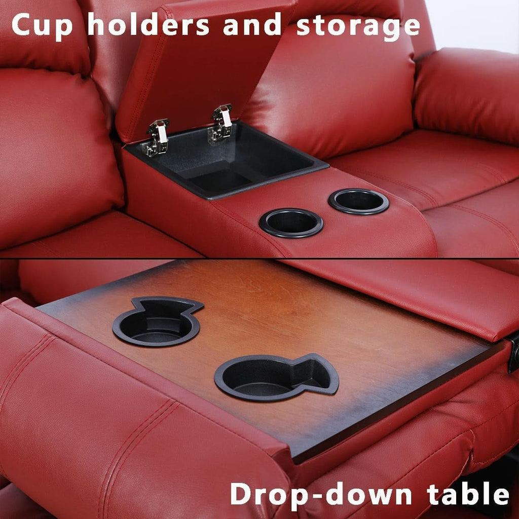 Bonded Leather Living Room Sofa And Loveseat Red Recliner