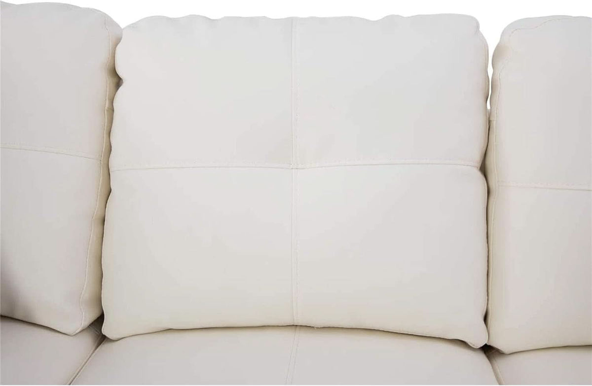 Sectional Sofa Faux Leather White L Shaped Couch Set