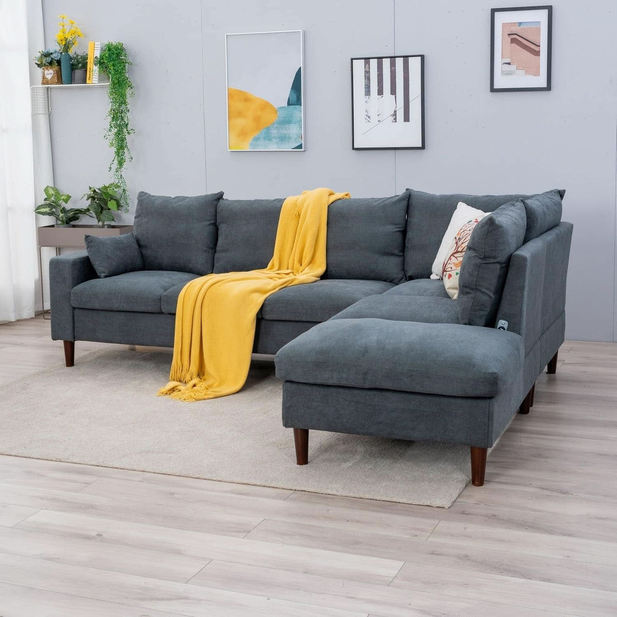 Sectional Sofa Grey Left Facing Chaise Living Room